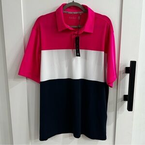 Walter Hagen Perfect 11 Colorblock Golf Polo - Intense Pink/Navy - Men’s L